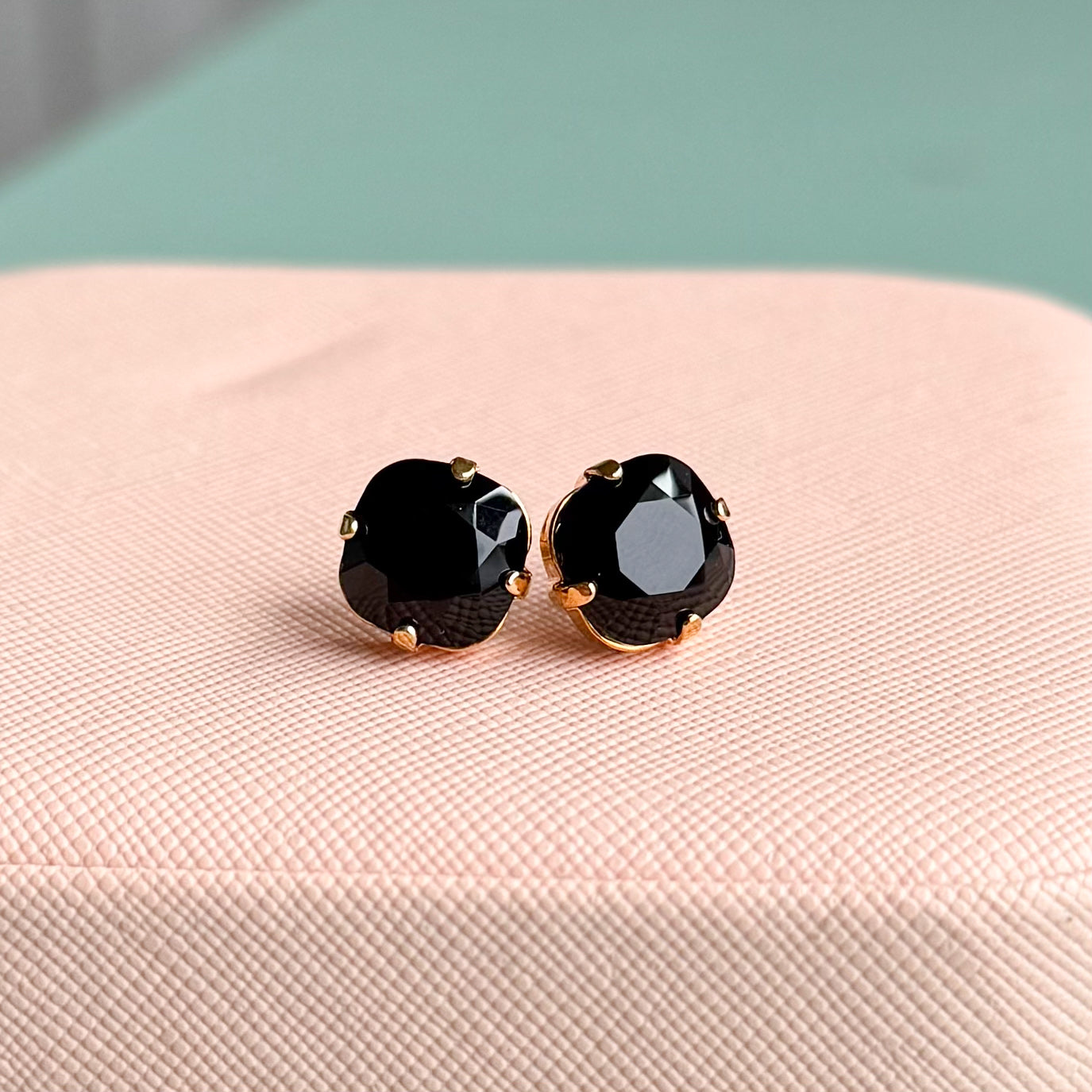 Jet Crystal Studs in Gold Setting