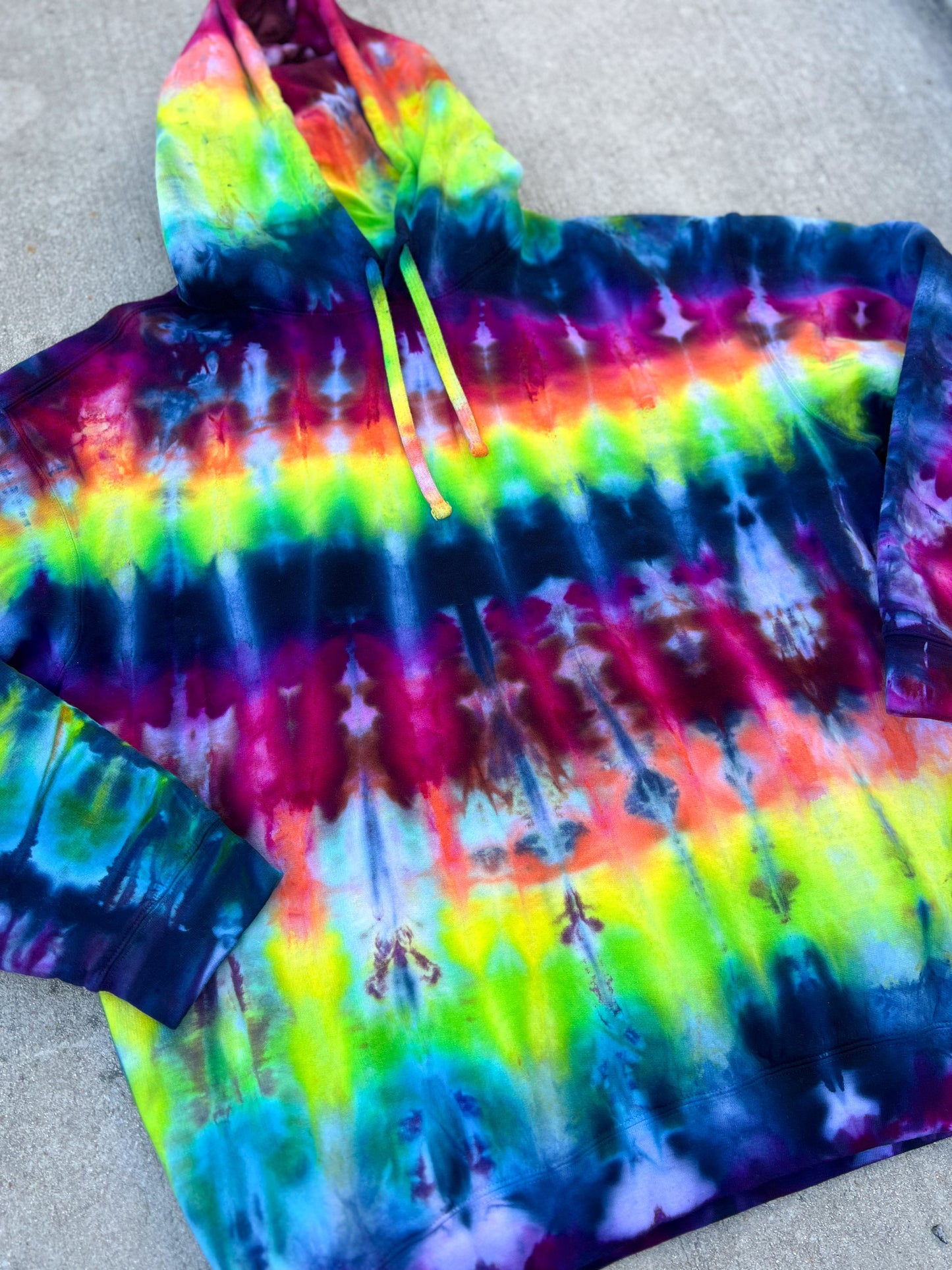 Rainbow Stripe Hoodie Size Large