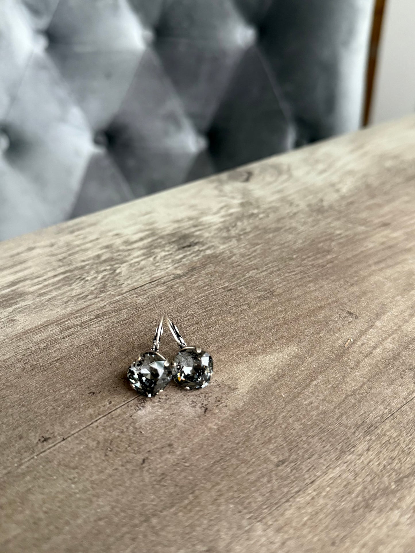 Floorboard Findings Swarovski Crystal Drops in Silver Night 12mm