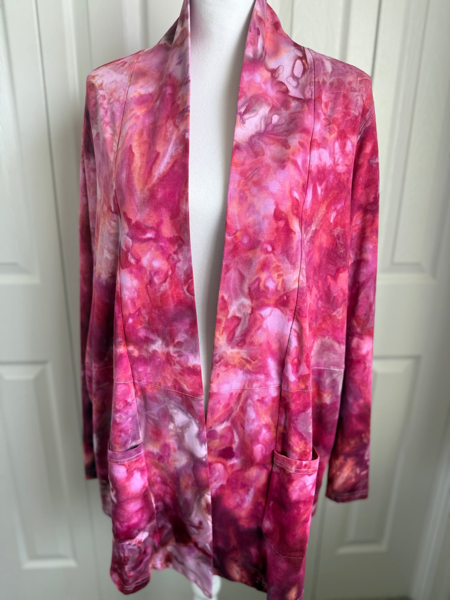 Maroon Ice Dye Stretch Cardigan Size 2X