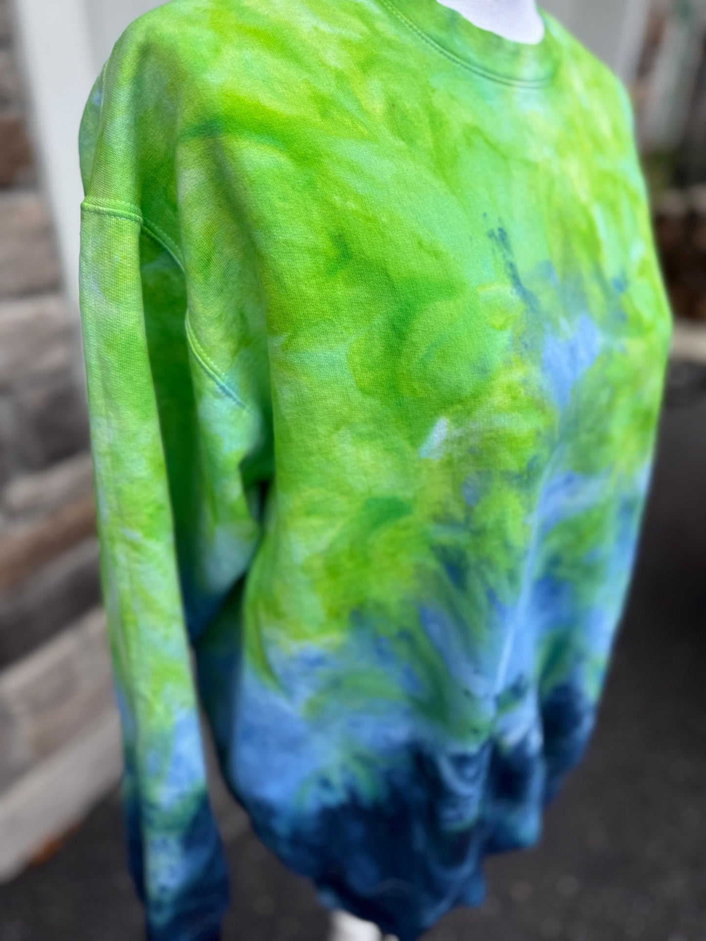 Medium Lime/Blue Ombre Crewneck Sweatshirt