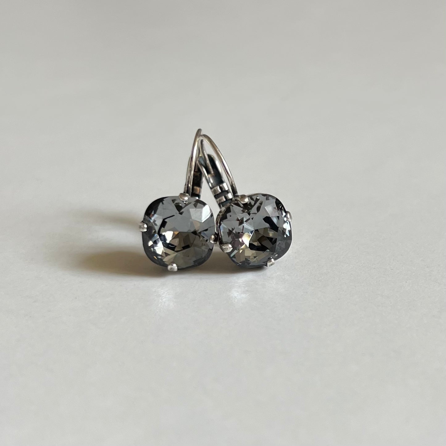 Silver Night Cushion Cut Earrings 10mm