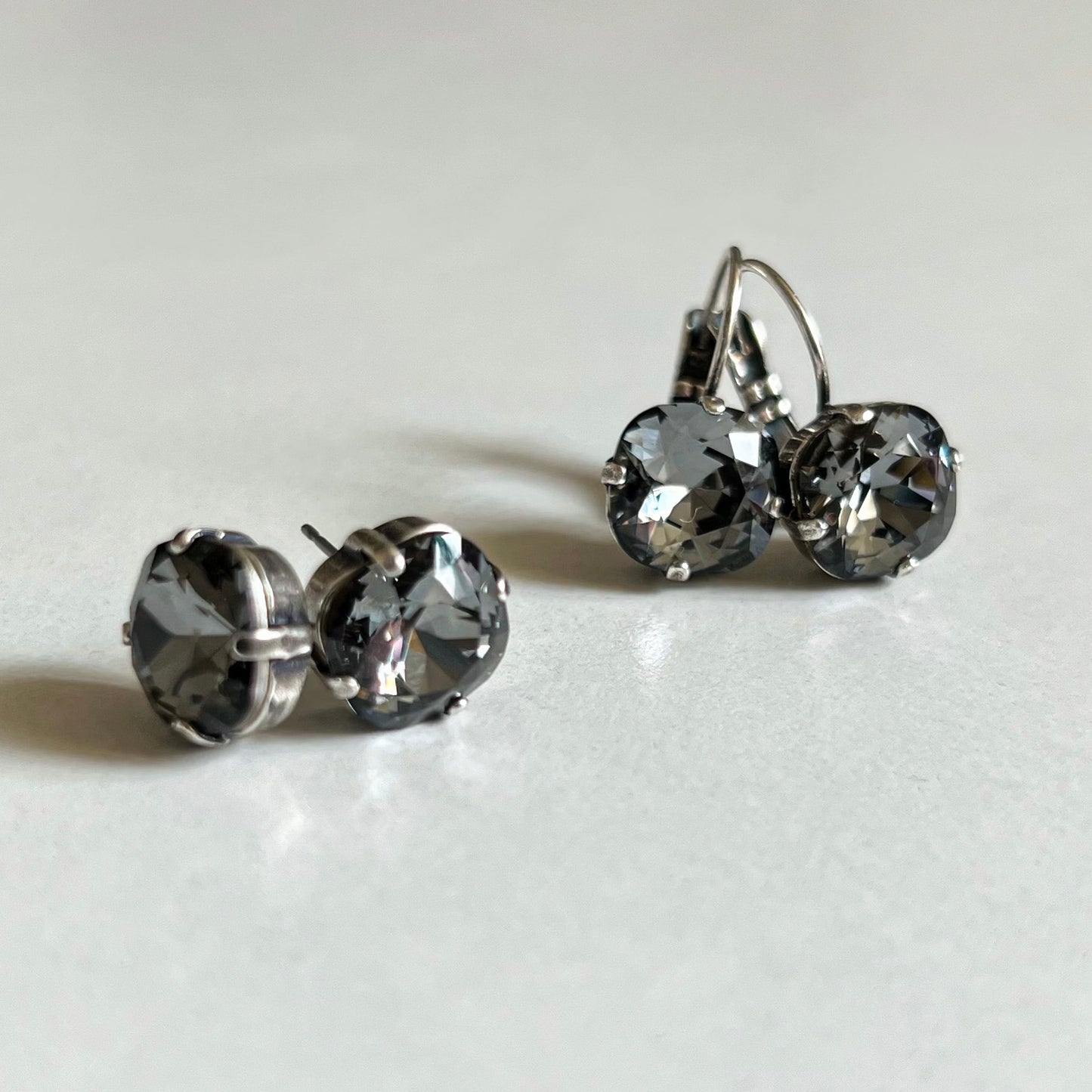 Silver Night Cushion Cut Earrings 10mm