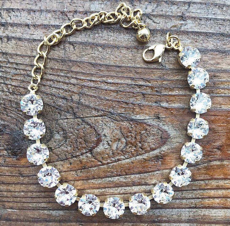 Floorboard Findings Swarovski Crystal Bracelet in Clear/Shiny Gold