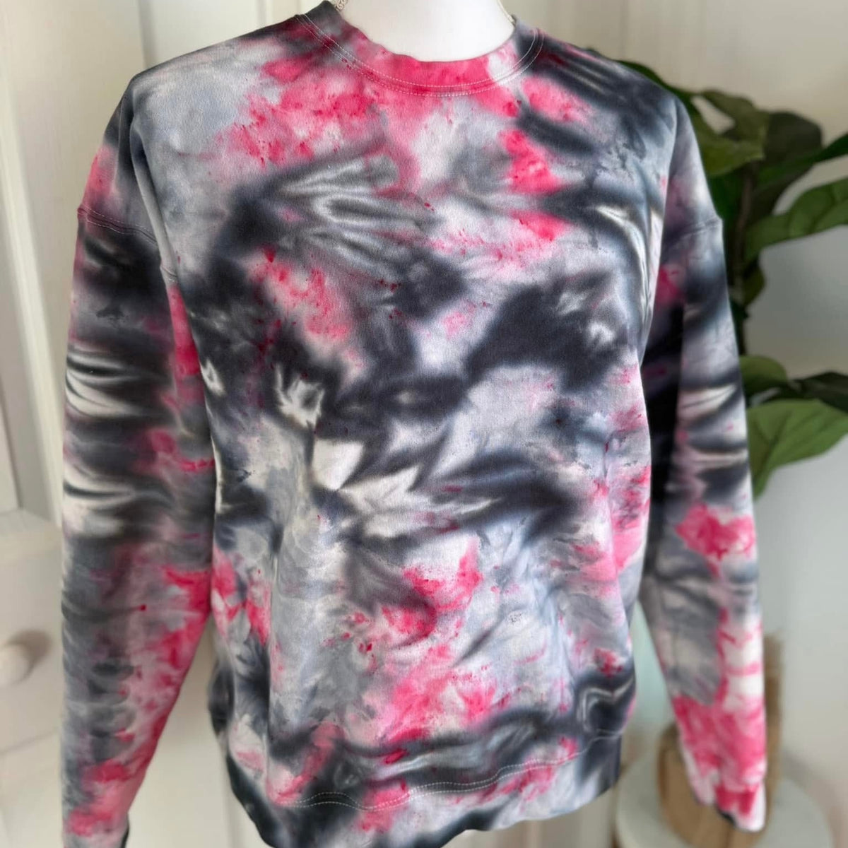 Black & Pink Ice Dye Crewneck — Floorboard Findings Boutique