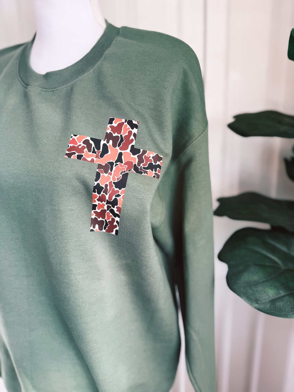 All Things Through Christ Duck Camo Crewneck — Floorboard Findings Boutique