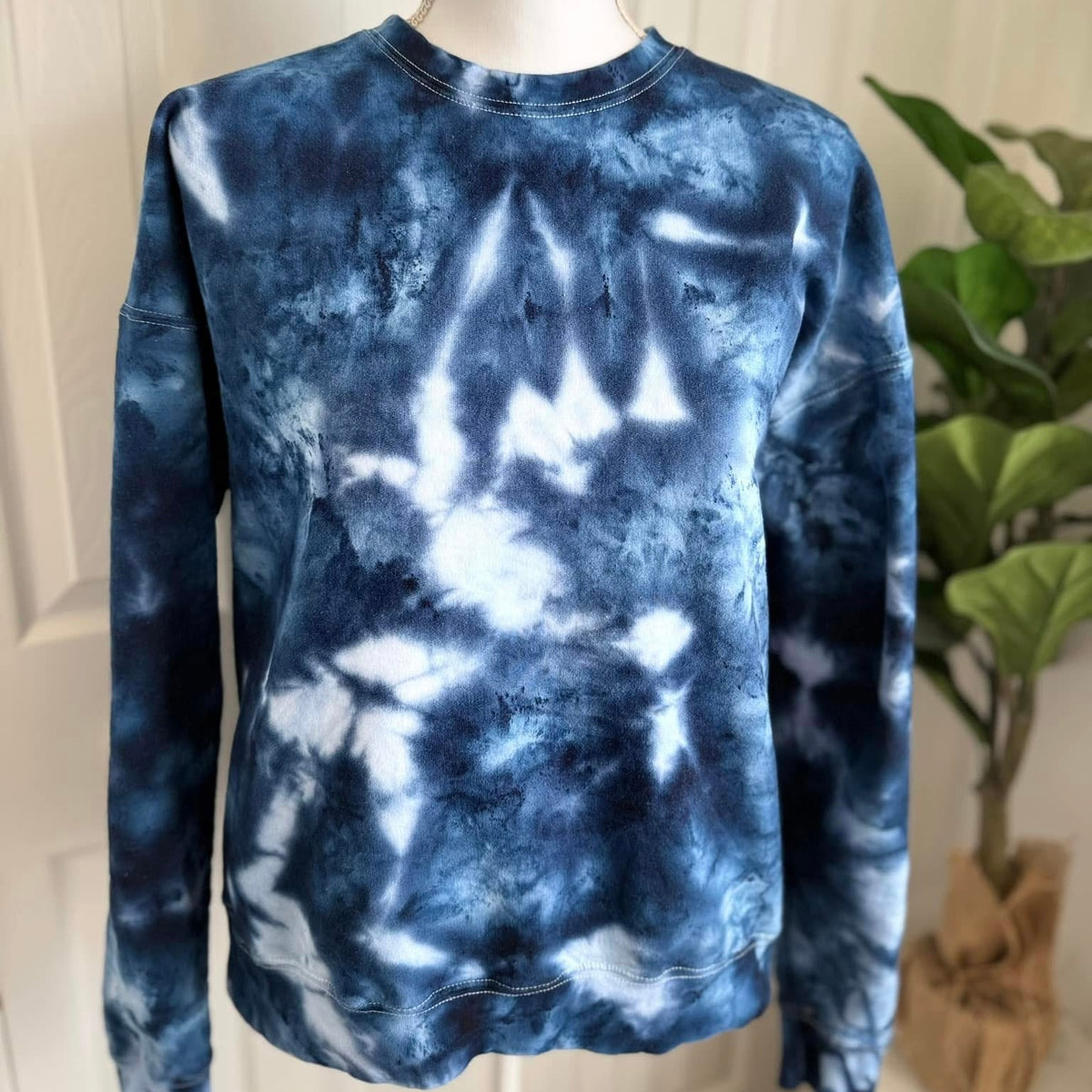 Nebula Navy Ice Dye Crewneck — Floorboard Findings Boutique