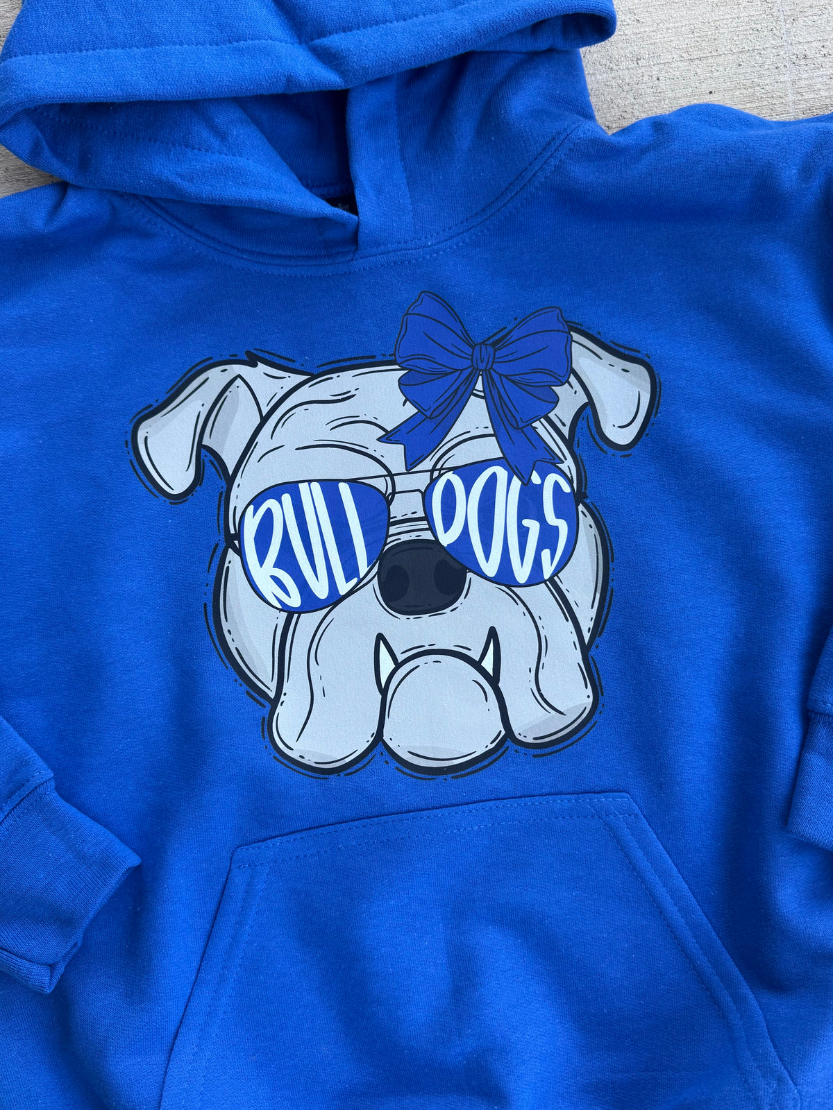 Youth Bulldogs Mascot Bow & Sunglasses Graphic — Floorboard Findings Boutique