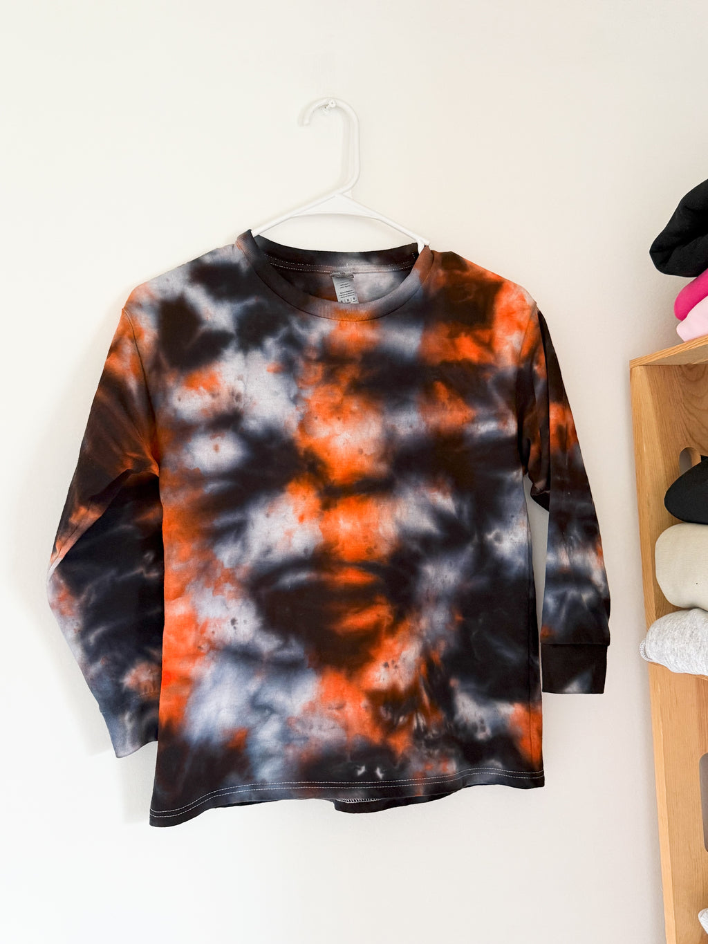 Black & Orange Ice Dye Crewneck — Floorboard Findings Boutique