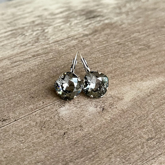Floorboard Findings Swarovski Crystal Drops in Silver Night 12mm