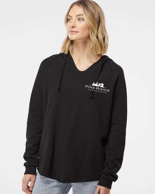 Pine Ridge Logo Wave Wash Vneck Hooded Sweatshirt