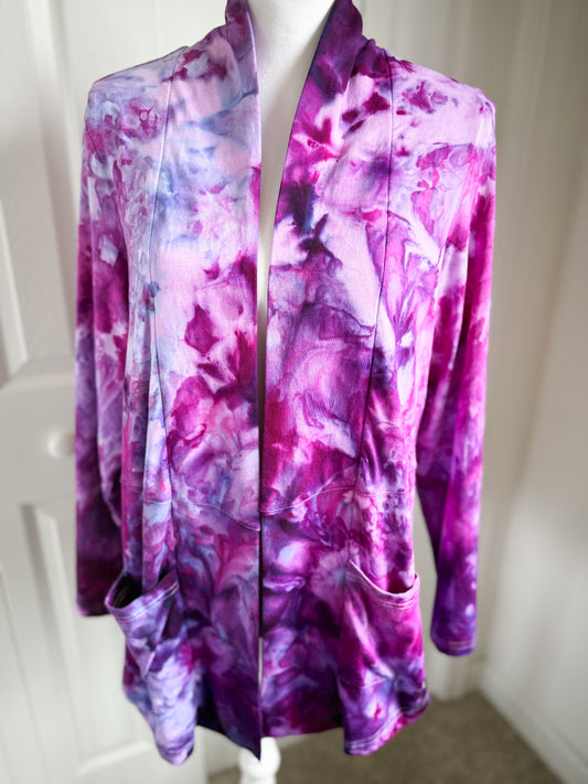 Electric Orchid Ice Dye Stretch Cardigan Size Medium