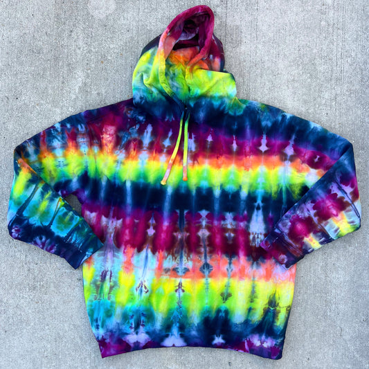 Rainbow Stripe Hoodie Size Large