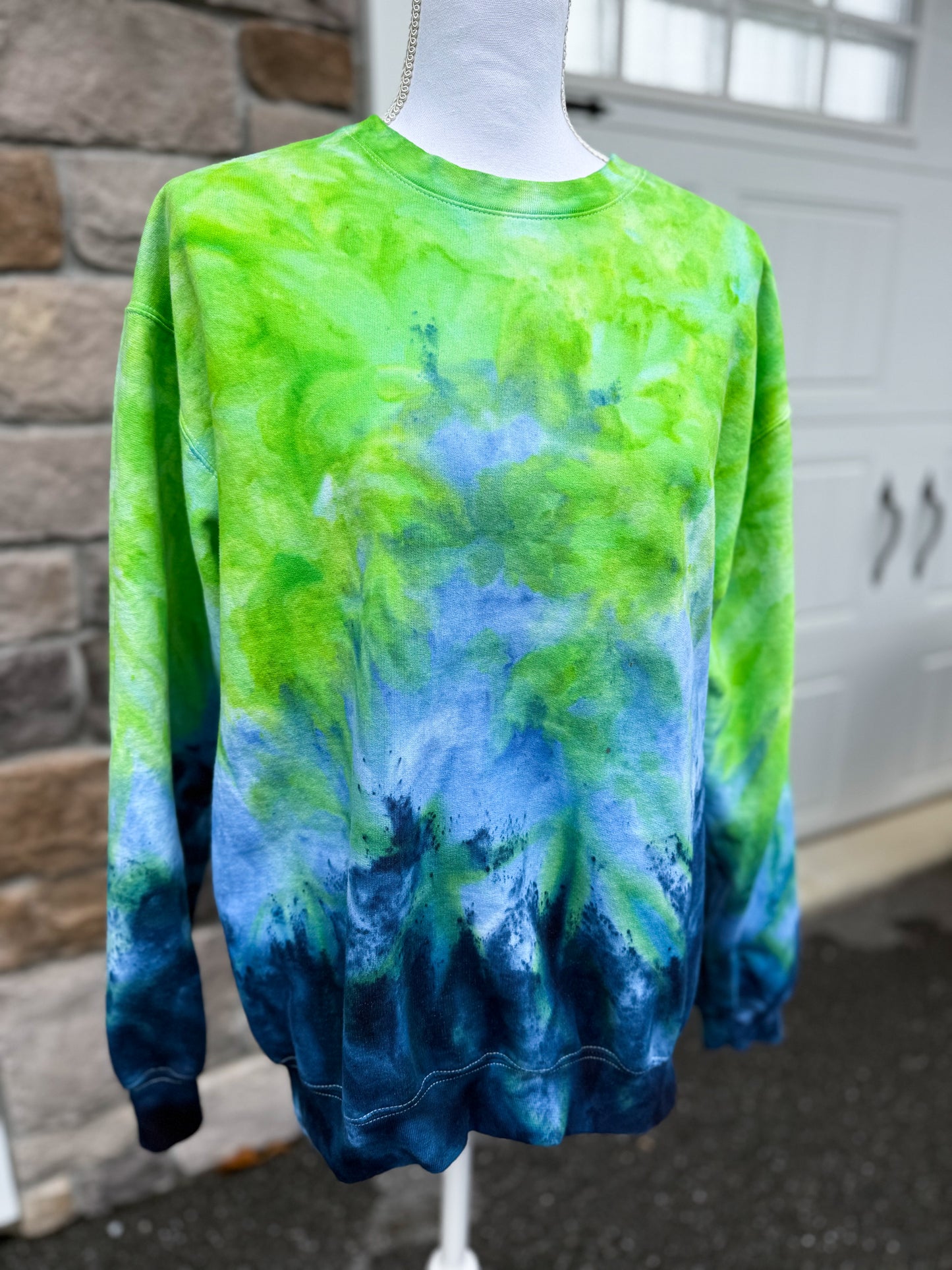 Medium Lime/Blue Ombre Crewneck Sweatshirt