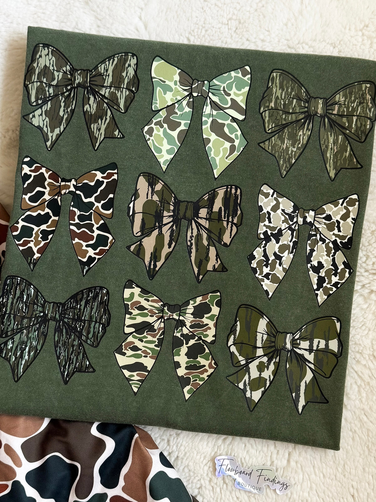 Bow Camo Graphic Tee — Floorboard Findings Boutique
