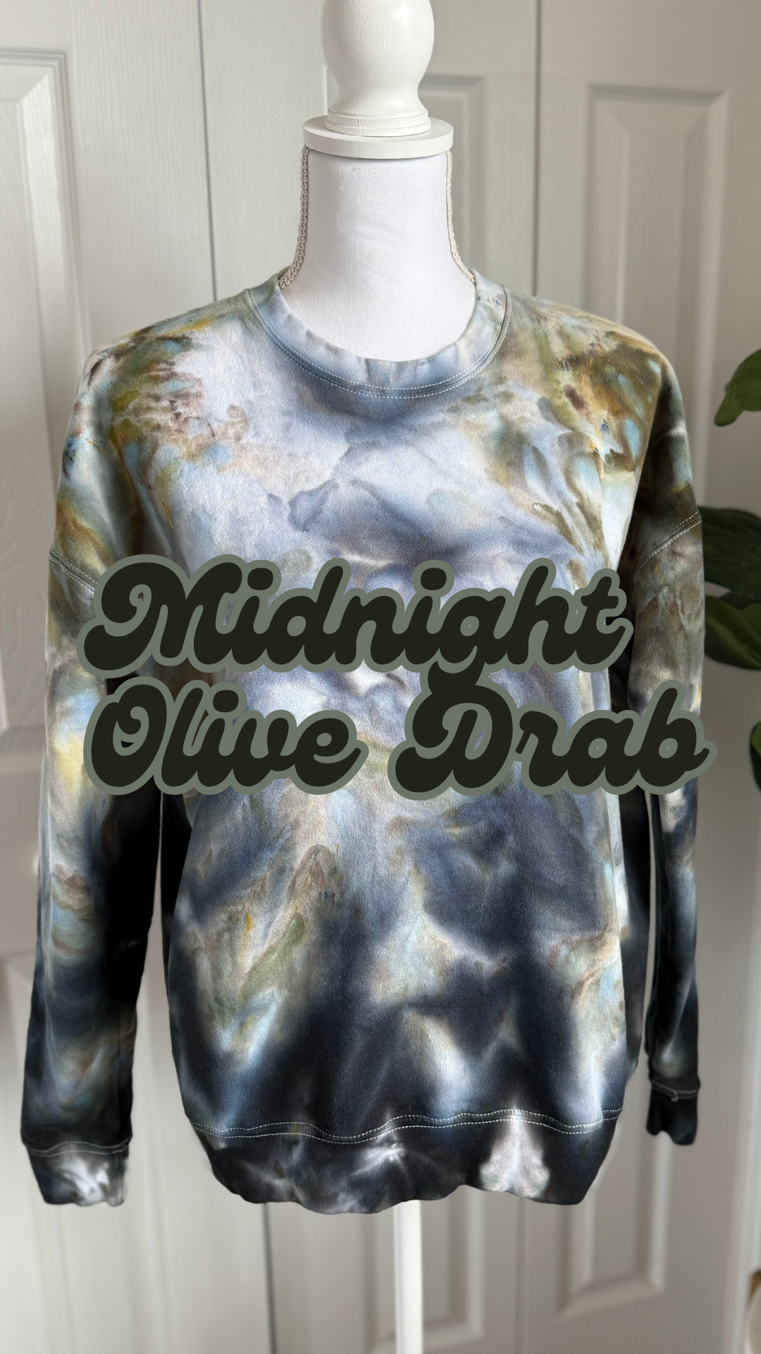 Midnight Olive Drab Ice Dye Crewneck — Floorboard Findings Boutique