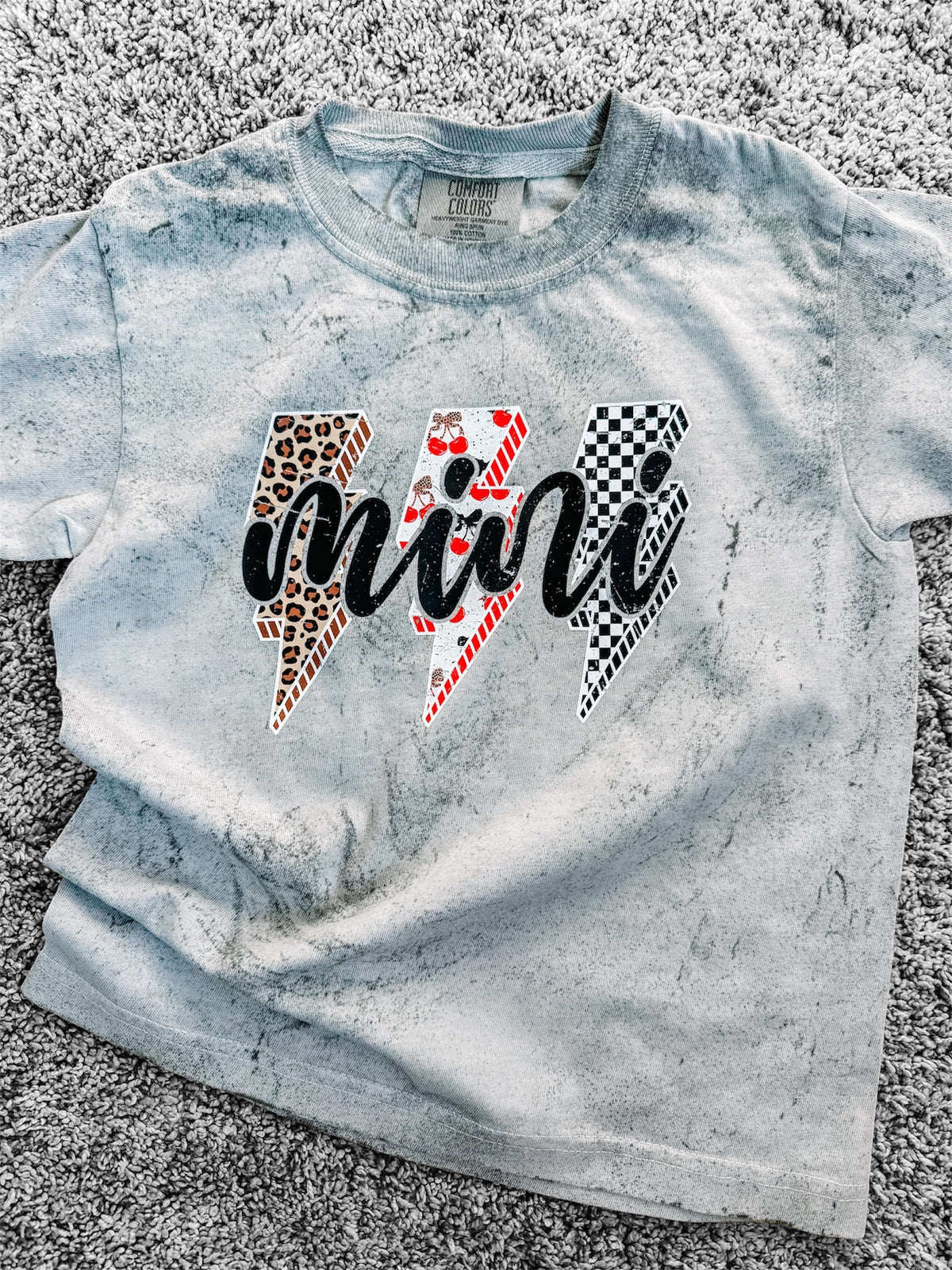 Checkered Lightning Bolt Mini Tee — Floorboard Findings Boutique
