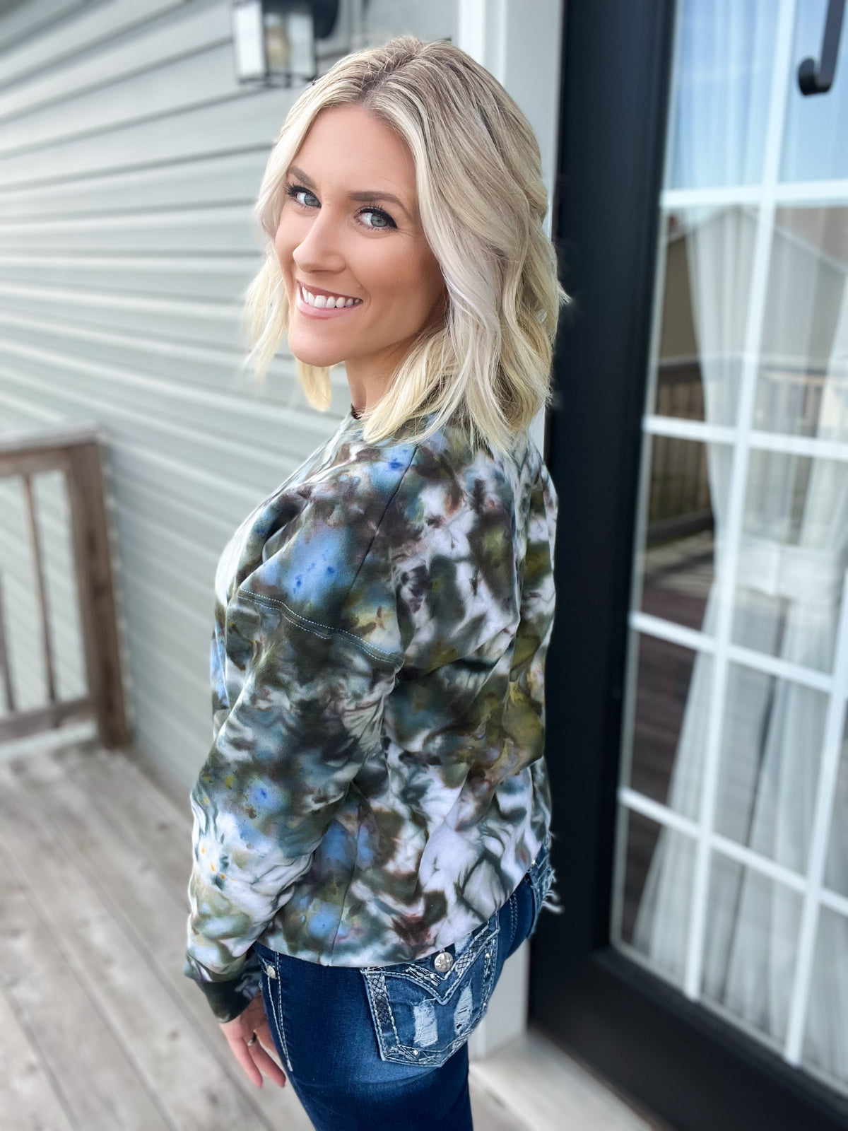 Olive Drab Ice Dye Crewneck — Floorboard Findings Boutique