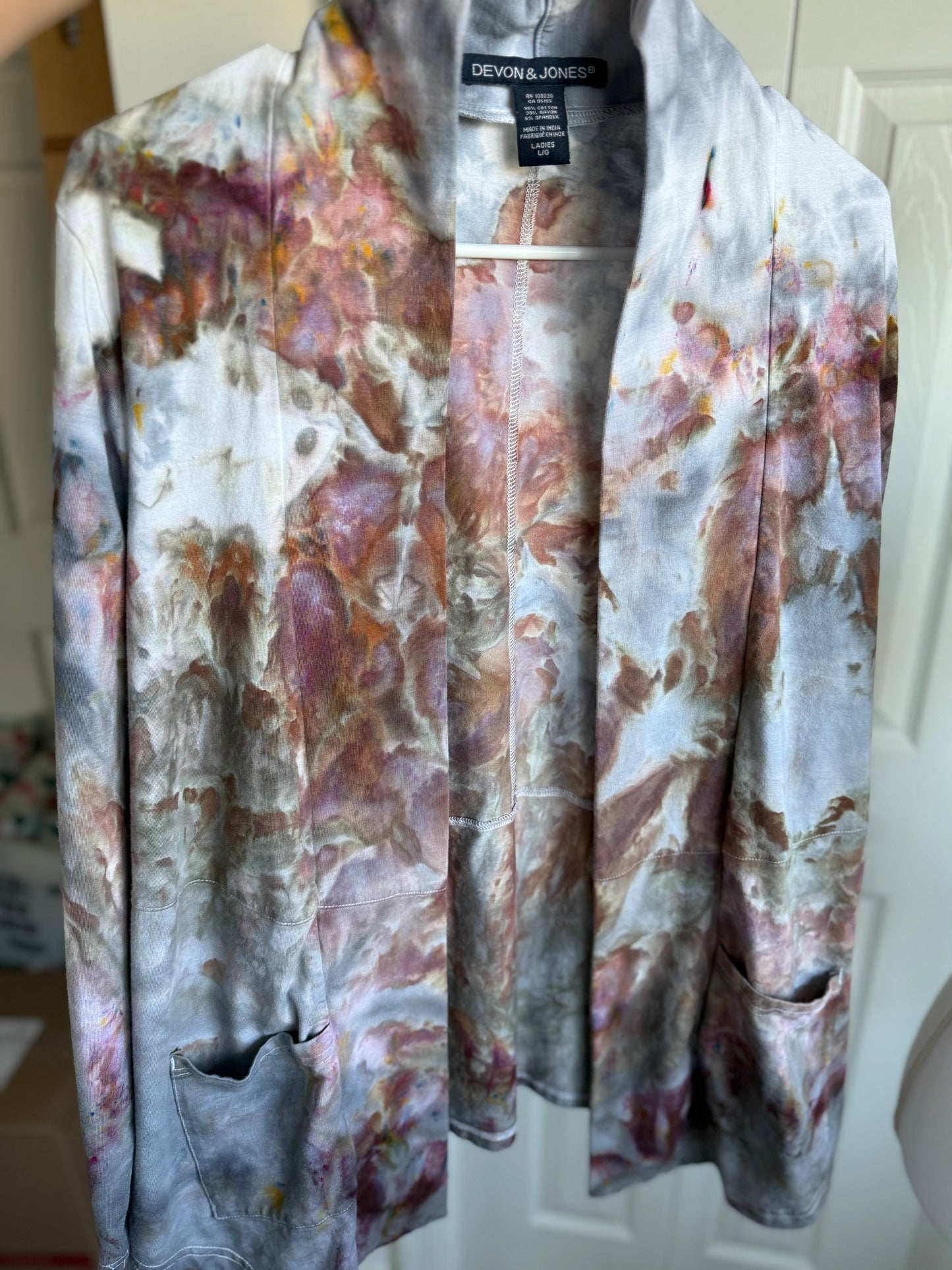 Grey Mist Ice Dye Stretch Cardigan Size LG