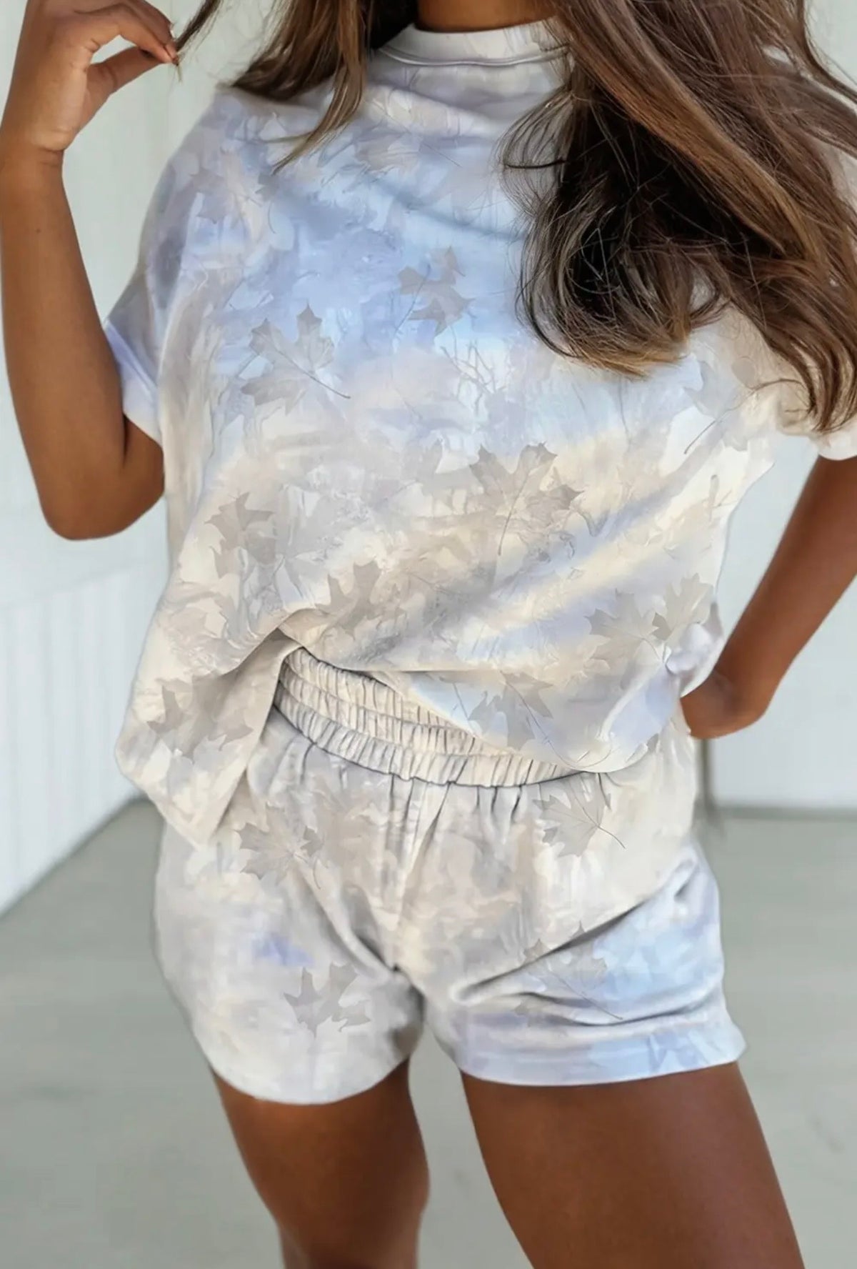 Camo Top and Elastic Waist Short Sets