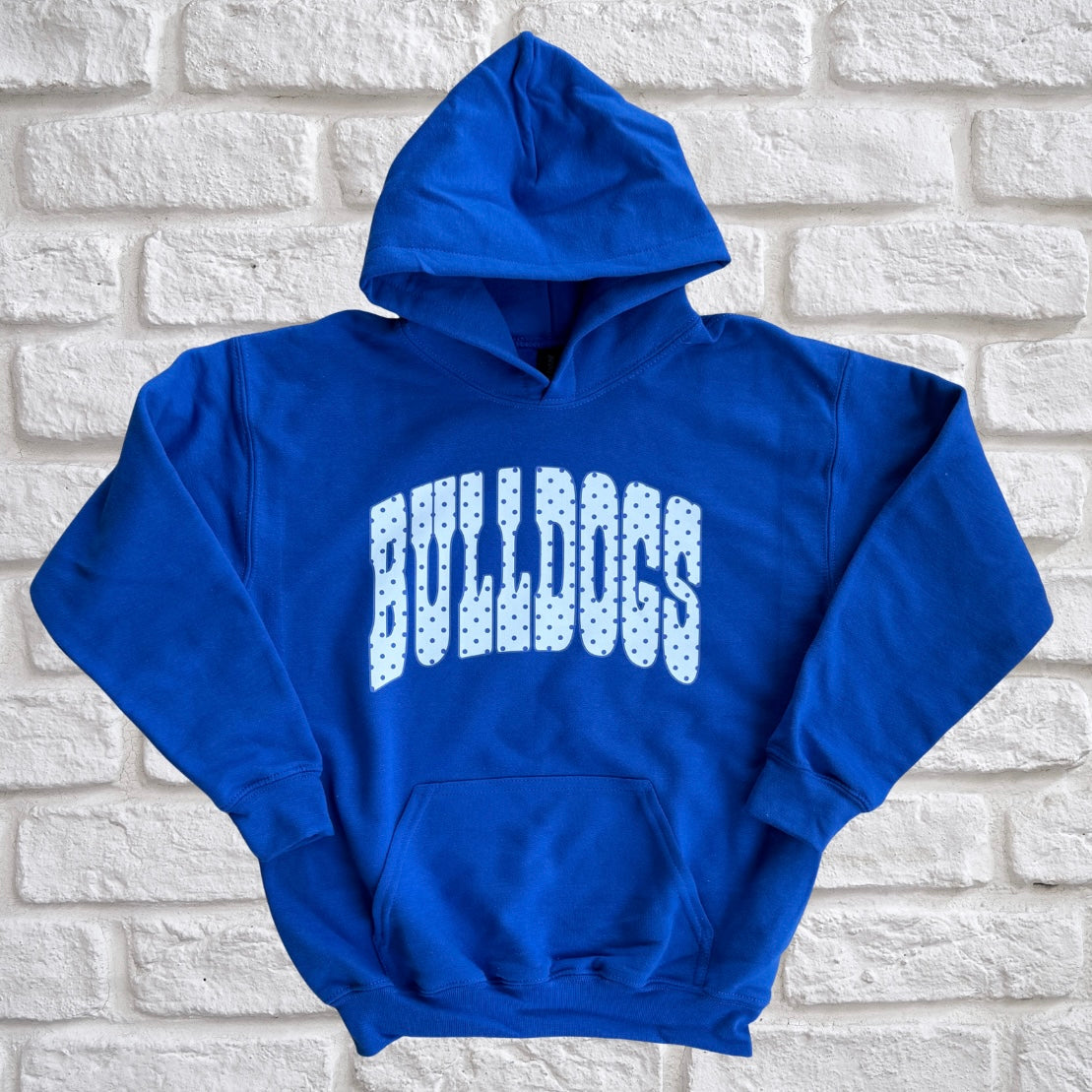 Youth Royal Blue Bulldogs Polka Dot School Spirit Apparel — Floorboard Findings Boutique
