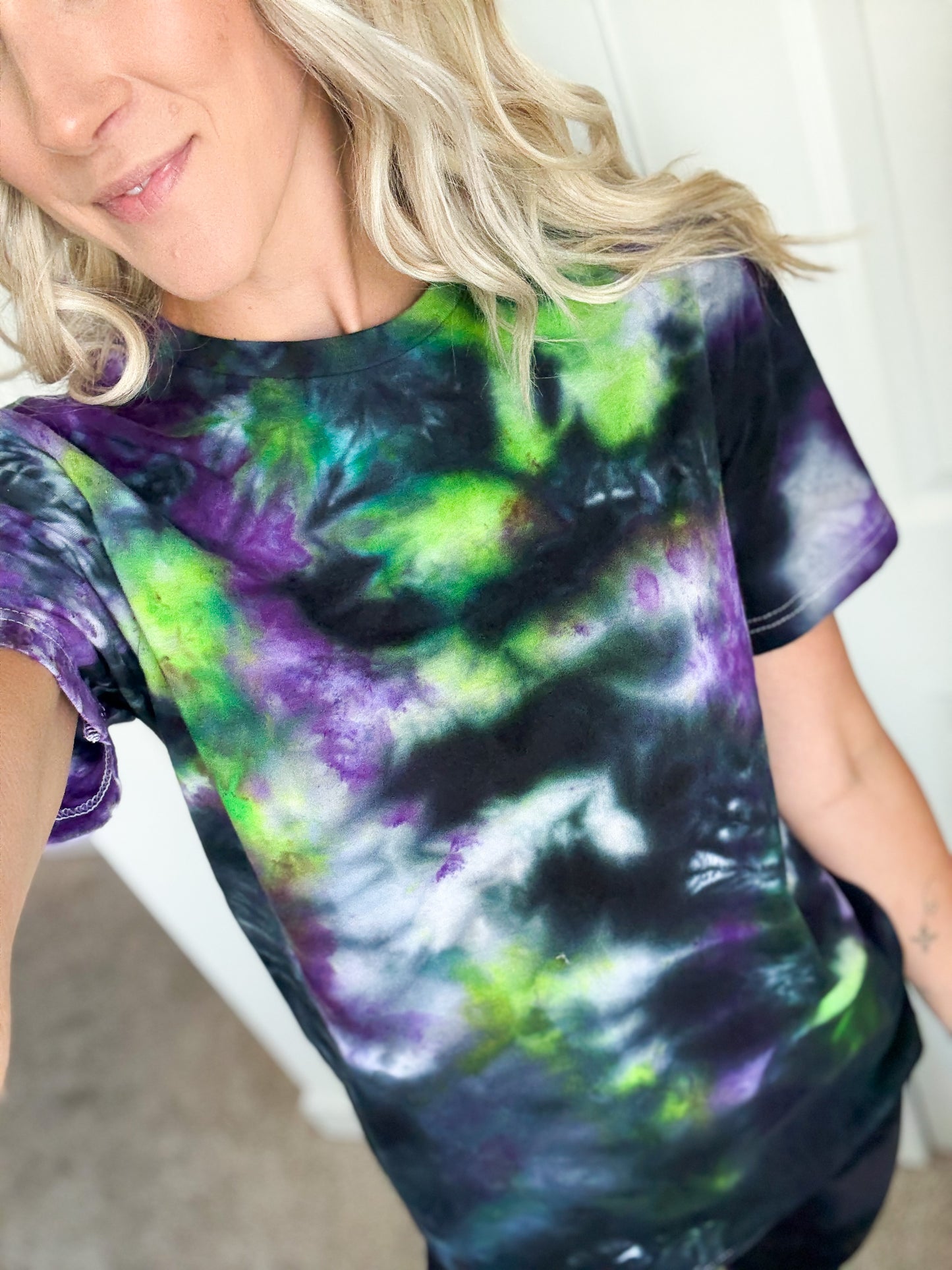 Black Purple Green Tie Dye