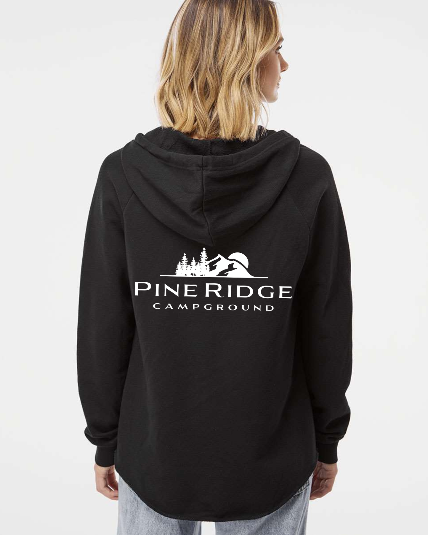 Pine Ridge Logo Wave Wash Vneck Hooded Sweatshirt