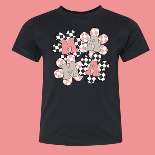 Checkered Floral Mama Tee — Floorboard Findings Boutique