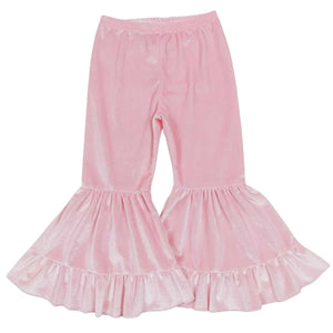 Pink Velvet Ruffle Pants