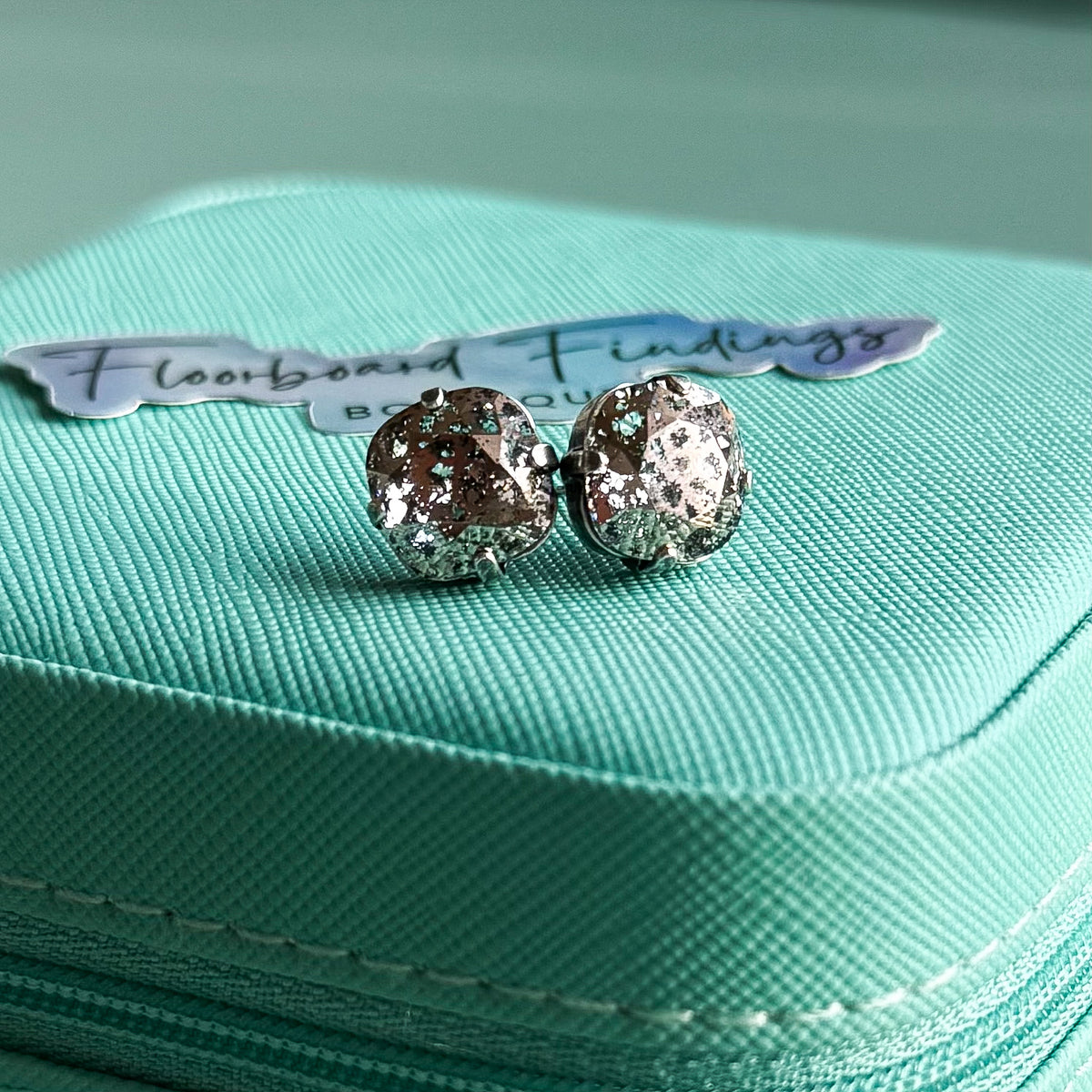 Swarovski Studs in Rose Gold Patina — Floorboard Findings Boutique