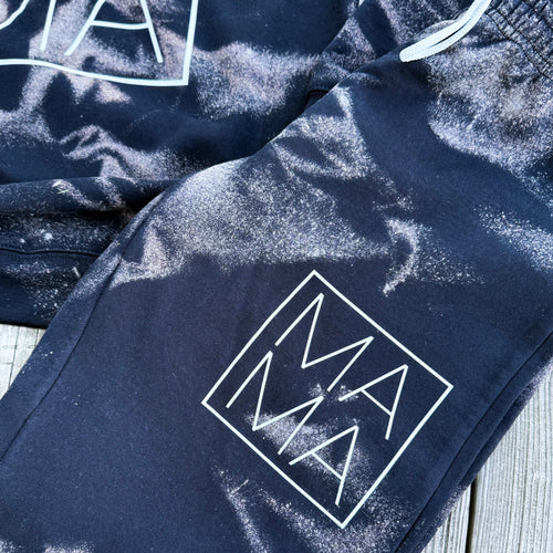 Mama Bleached Drawstring Open Bottom Sweatpants