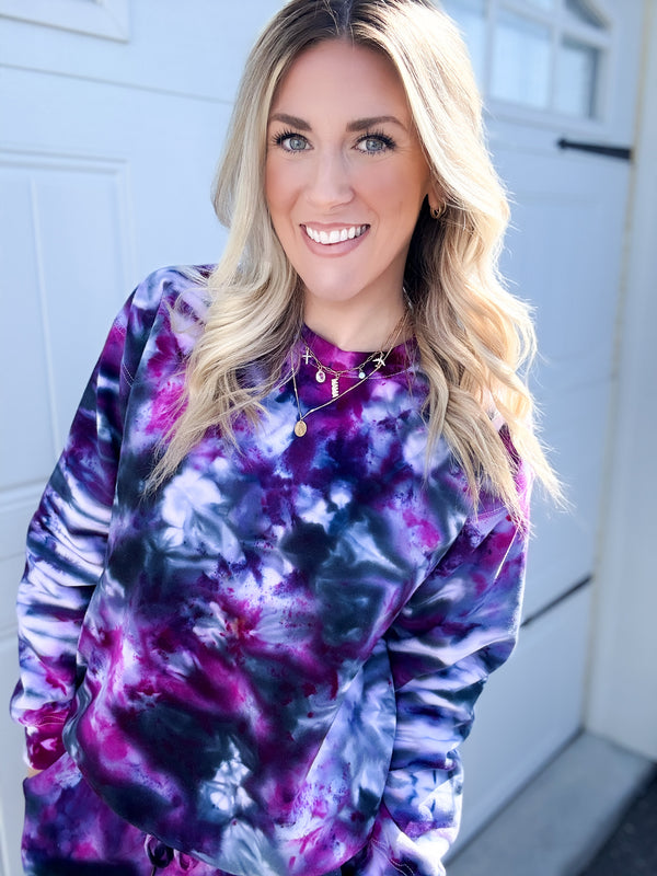 Magenta Nightfall Ice Dye Crewneck