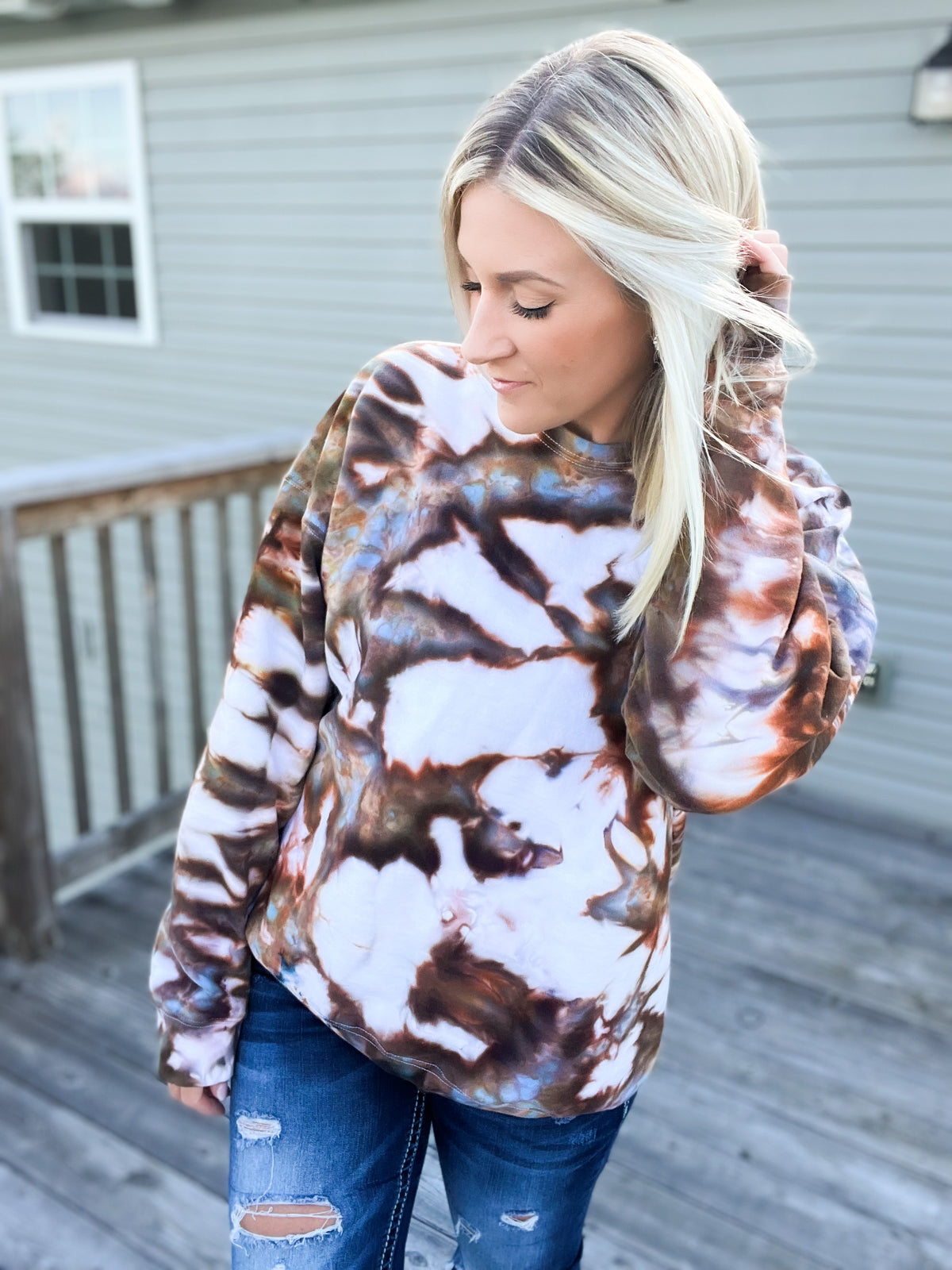 Fall Leaves Ice Dye Crewneck — Floorboard Findings Boutique