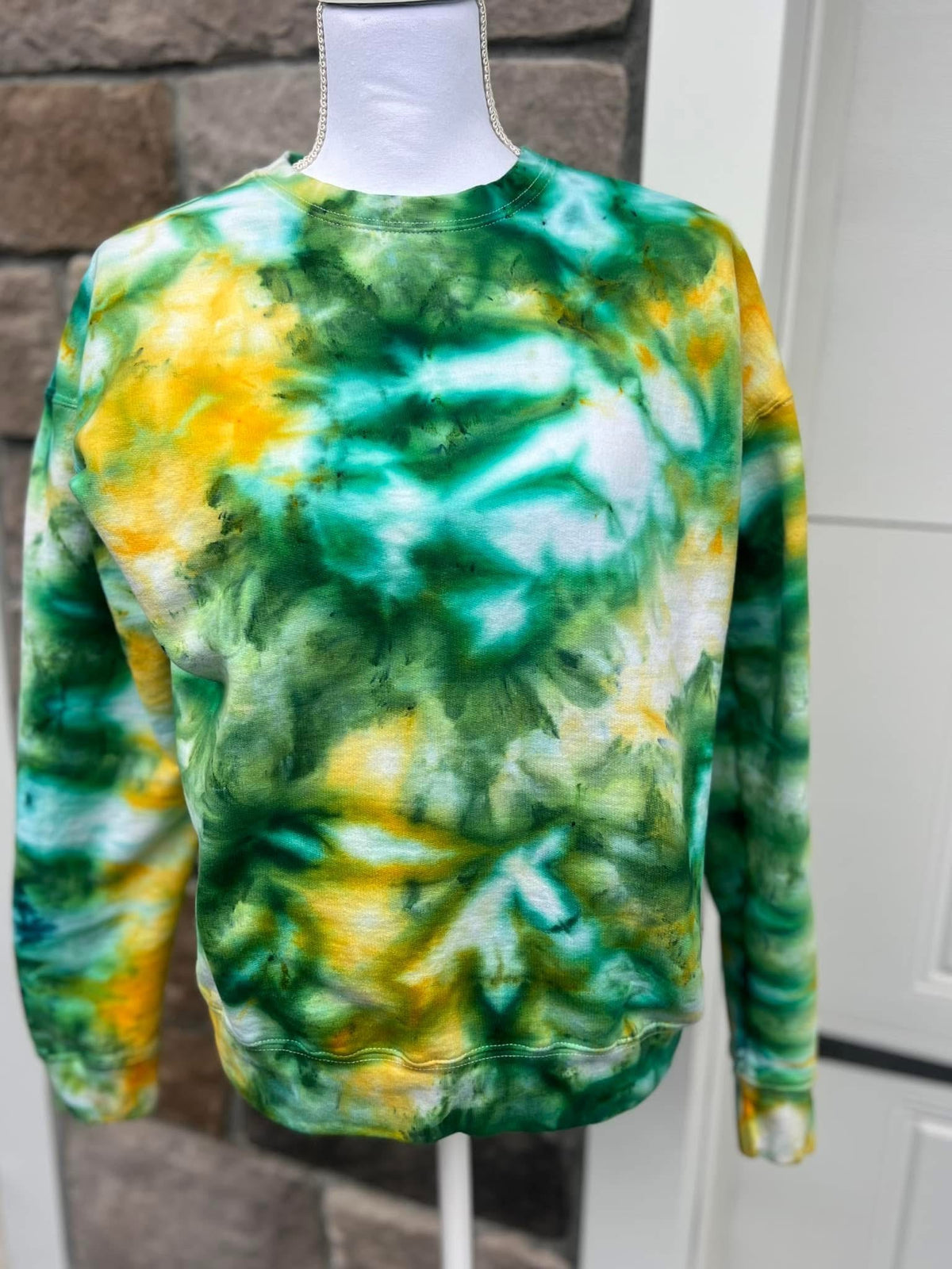 Emerald & Yellow Ice Dye Crewneck — Floorboard Findings Boutique