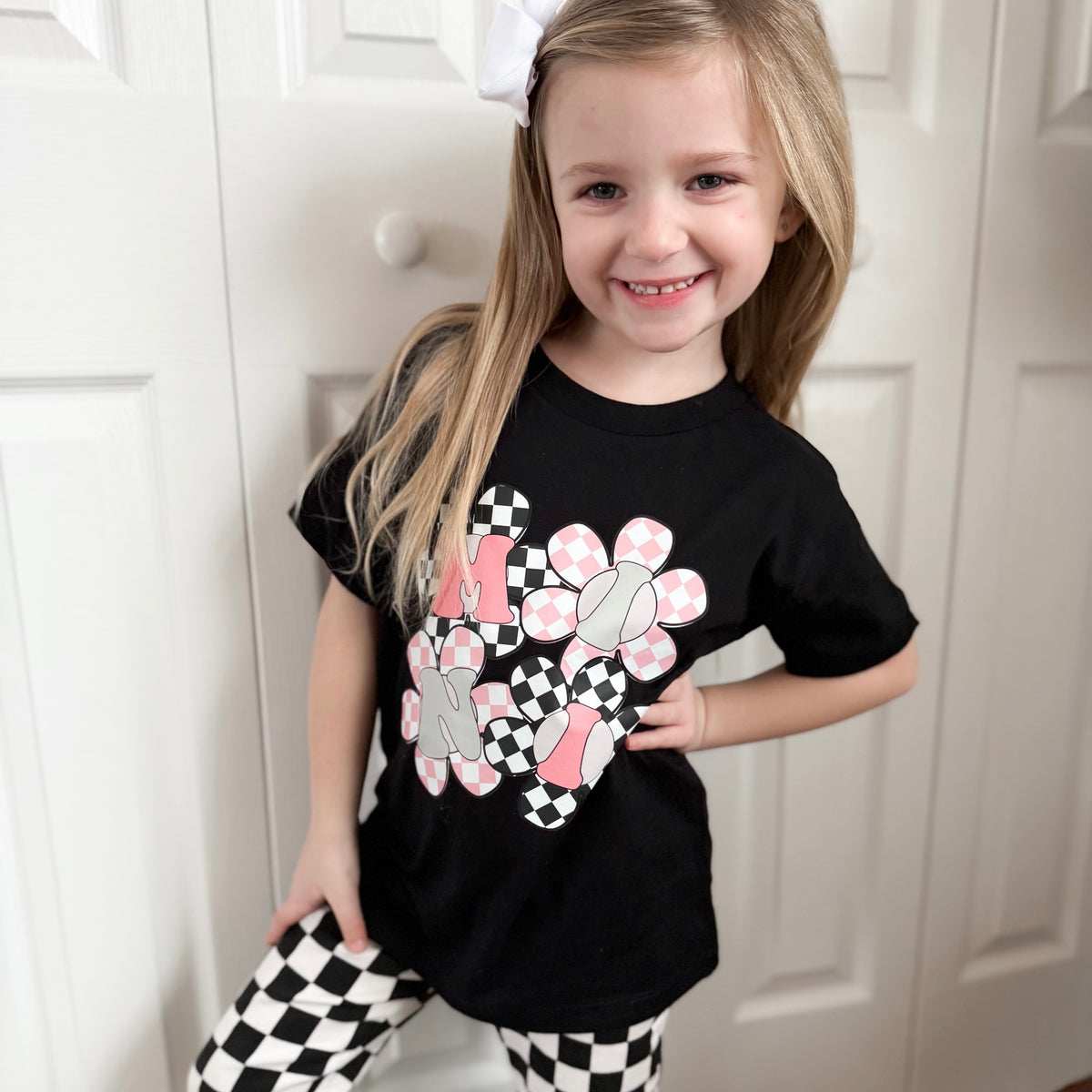 Mini Checkered Floral Tee — Floorboard Findings Boutique