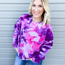 Load image into Gallery viewer, Pink &amp; Grape Ice Dye Crewneck Preorder