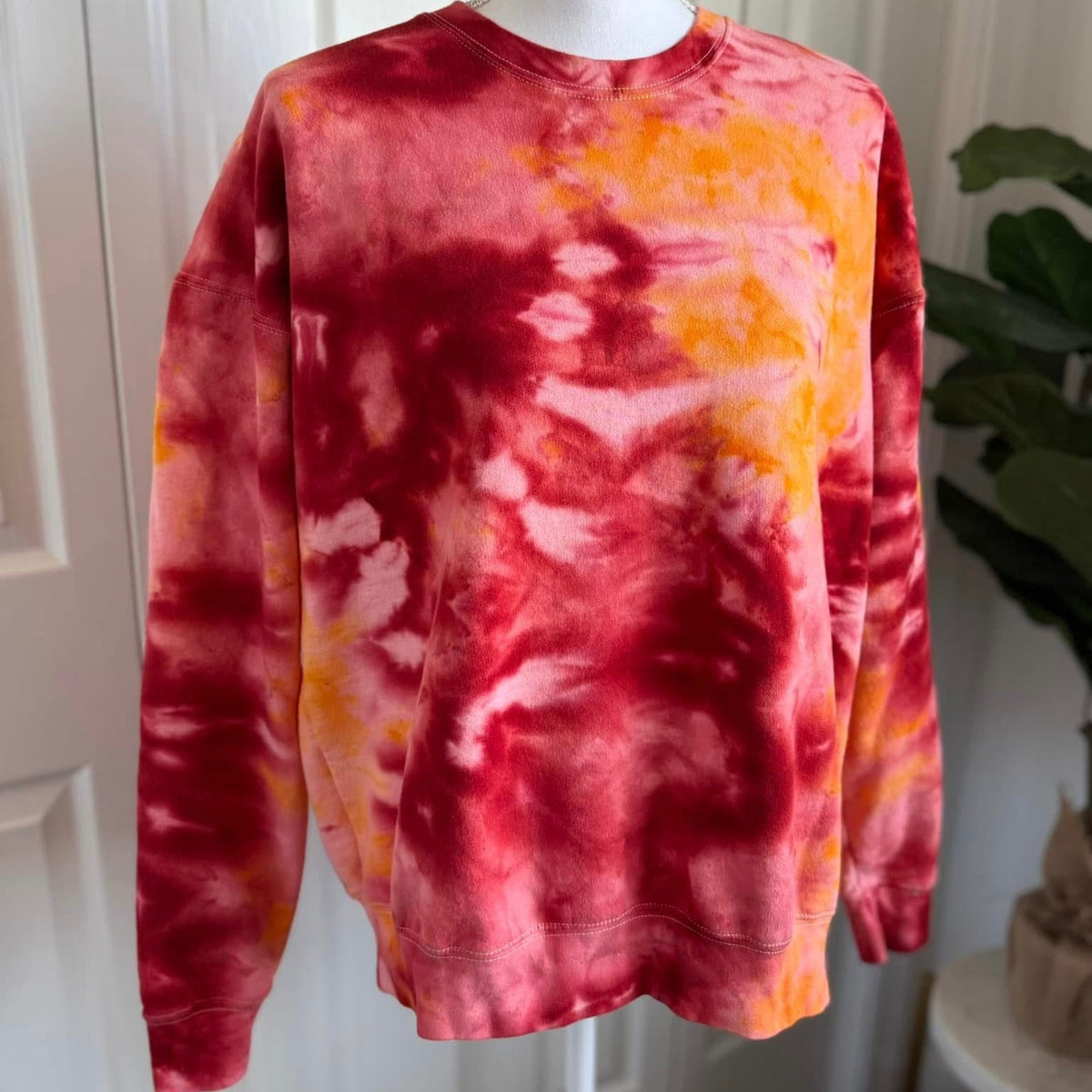 Red & Yellow Ice Dye Crewneck — Floorboard Findings Boutique