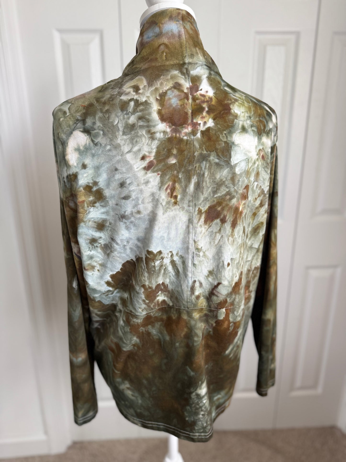 Olive Drab Ice Dye Stretch Cardigan Size Large