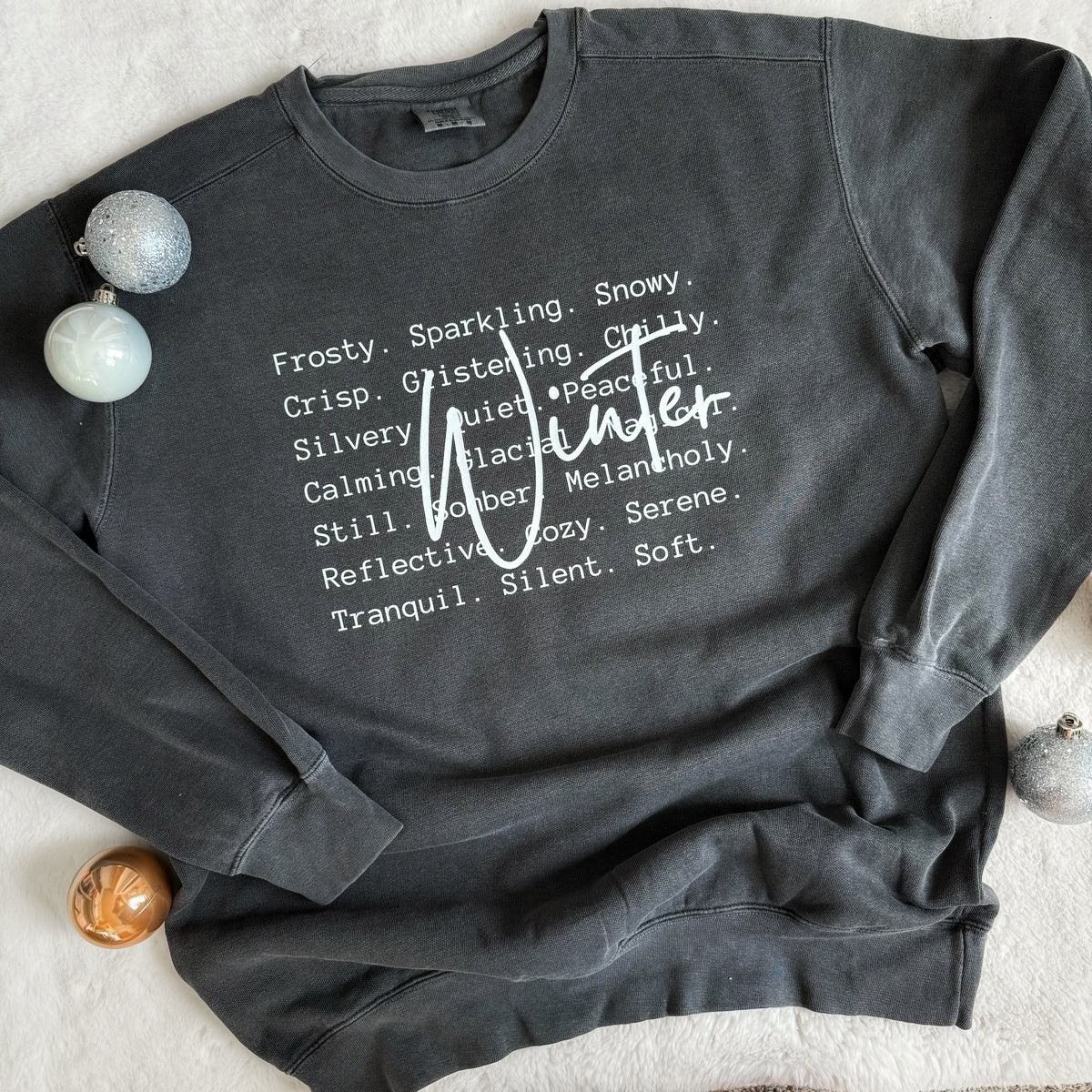 Winter Script Crewneck — Floorboard Findings Boutique