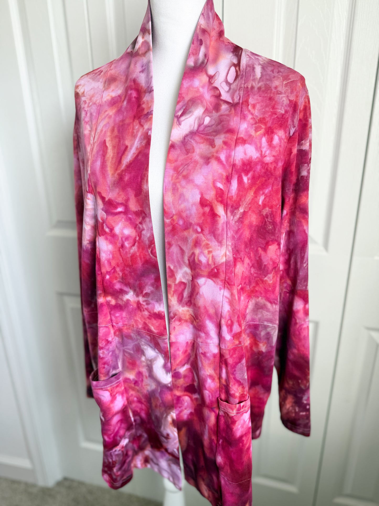 Maroon Ice Dye Stretch Cardigan Size 2X
