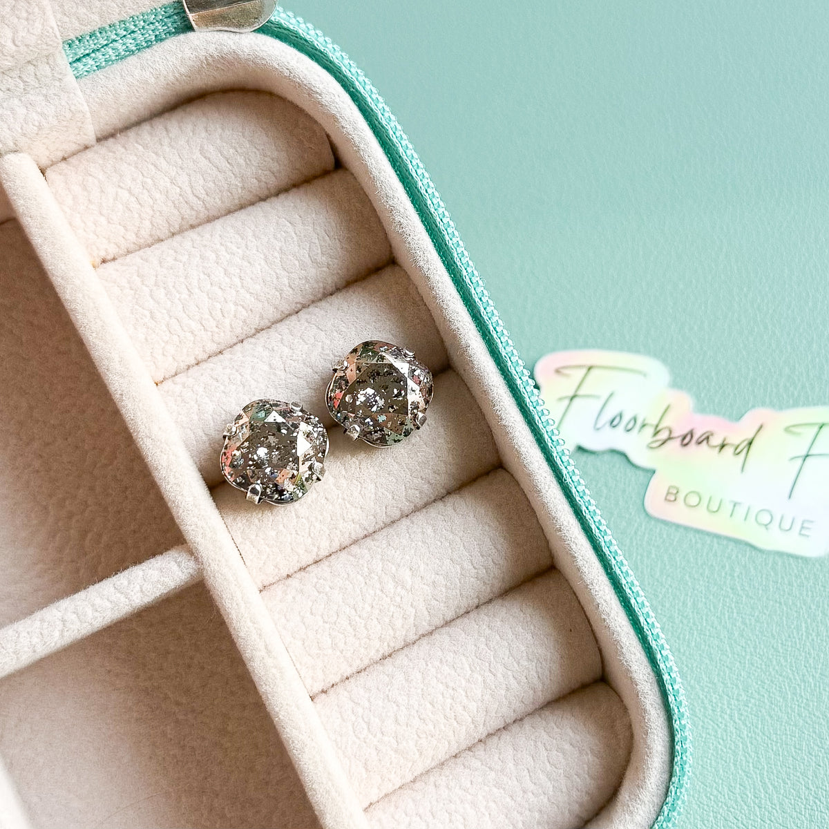 Swarovski Studs in Rose Gold Patina — Floorboard Findings Boutique