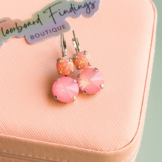 Flamingo Ignite & Peach Opal Drop Earring Set