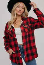 Load image into Gallery viewer, Buffalo Plaid Sherpa Lined Shacket RED