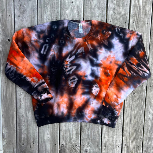 Black & Orange Ice Dye Crewneck — Floorboard Findings Boutique