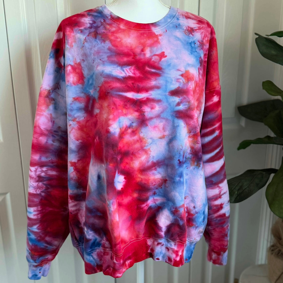 Red & Blue Ice Dye Pullover