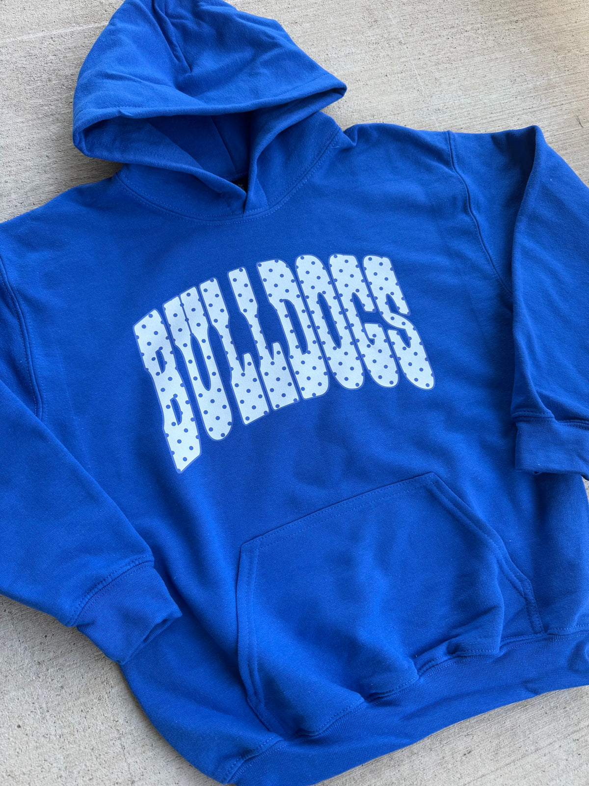 Youth Royal Blue Bulldogs Polka Dot School Spirit Apparel — Floorboard Findings Boutique