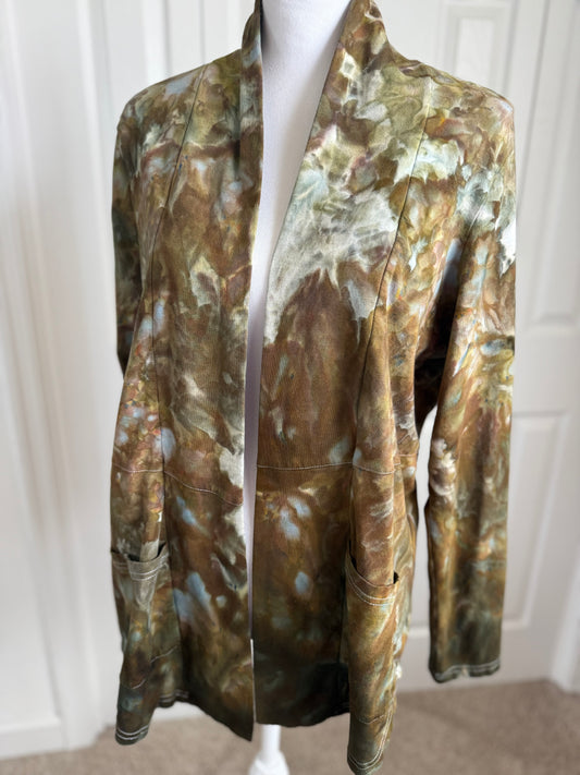 Olive Drab Ice Dye Stretch Cardigan Size Large