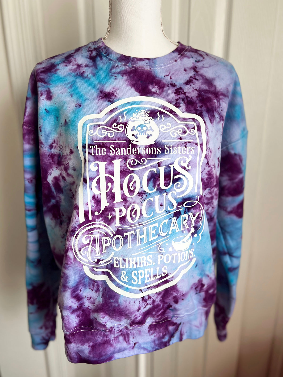Hocus Pocus Apothecary Ice Dye Crewneck — Floorboard Findings Boutique