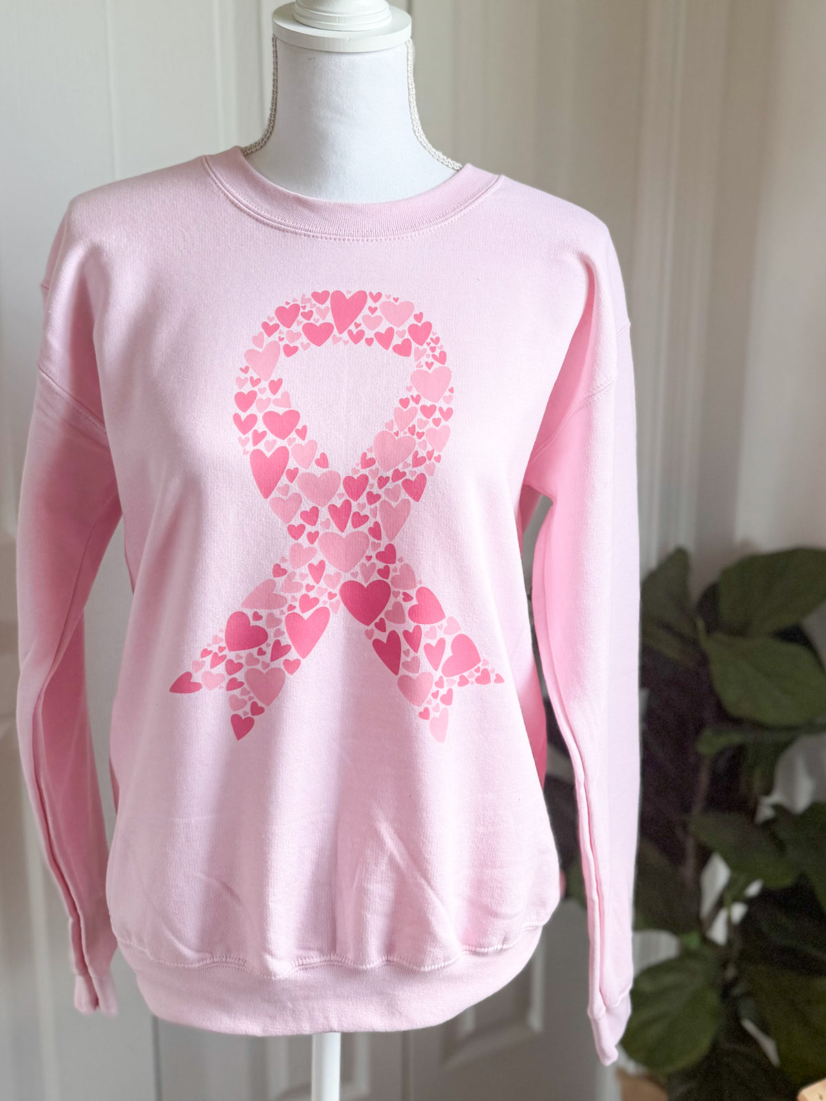 Breast Cancer Heart Ribbon Crewneck — Floorboard Findings Boutique