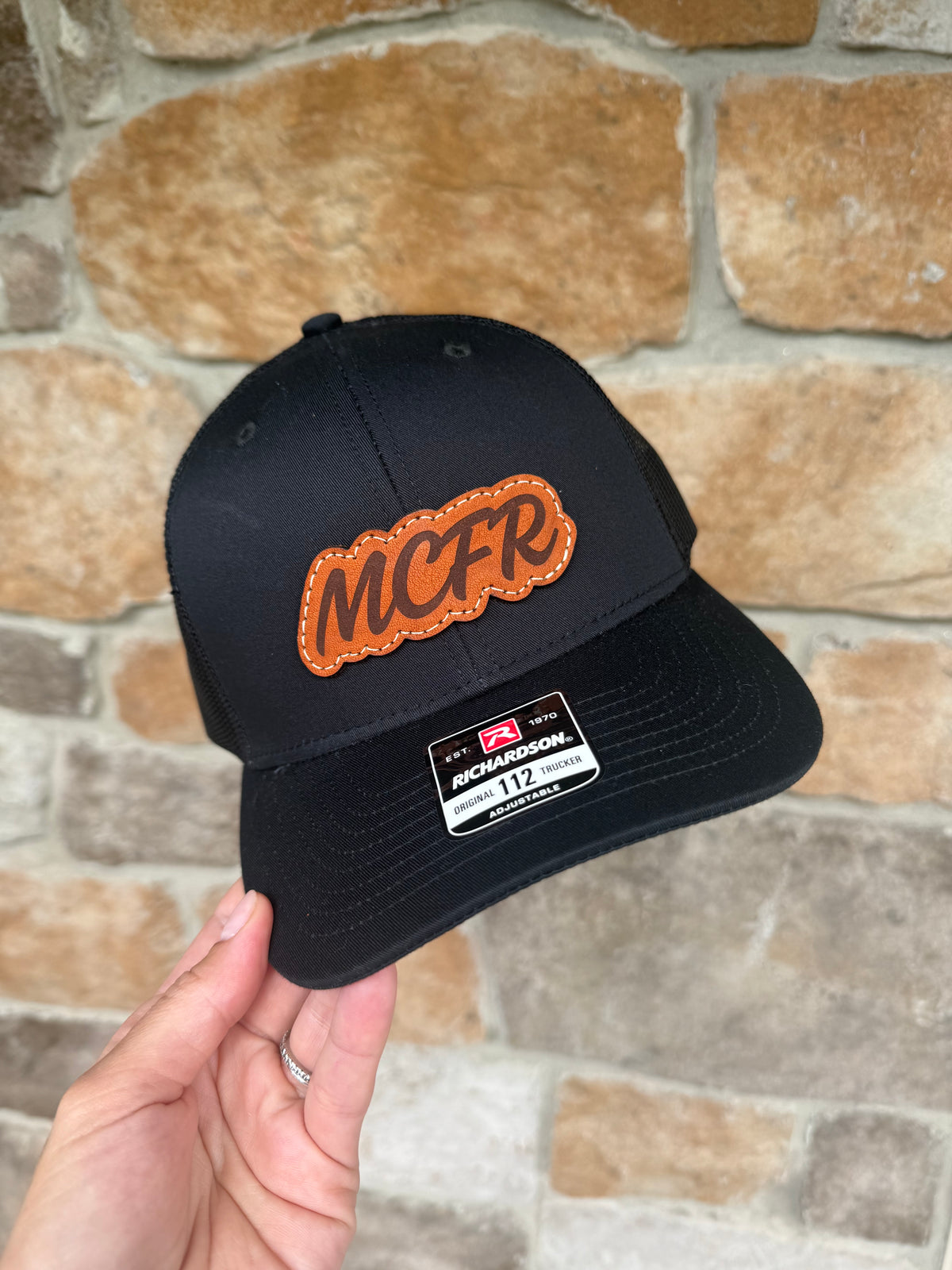MCFR Black Leather Patch Hat